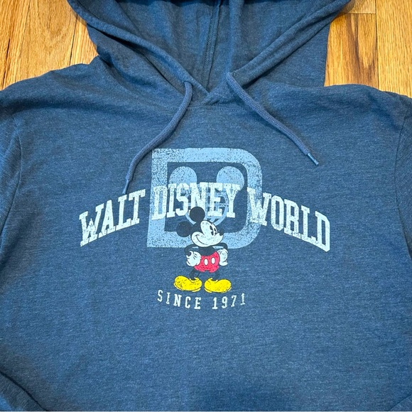 Walt Disney World Mickey Mouse Hooded Sweatshirt Blue Small Long Sleeved Shirt - Picture 2 of 5